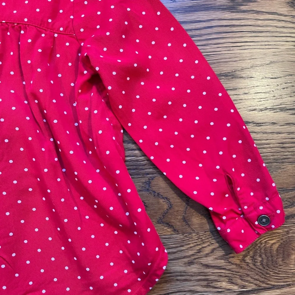 Old Navy Girls Red Festive Long Sleeve Polka Dot Top 3T